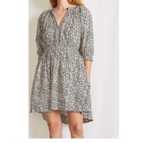 Apiece Apart Black beige Cobano floral organic cotton mini dress S NWT - Picture 4 of 9